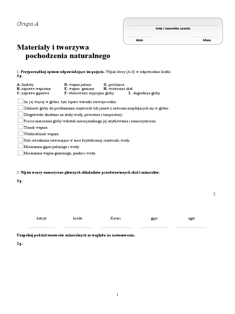 Materiały I Tworzywa Pochodzenia Naturalnego Sprawdzian Chomikuj Materiały i tworzywa pochodzenia naturalnego