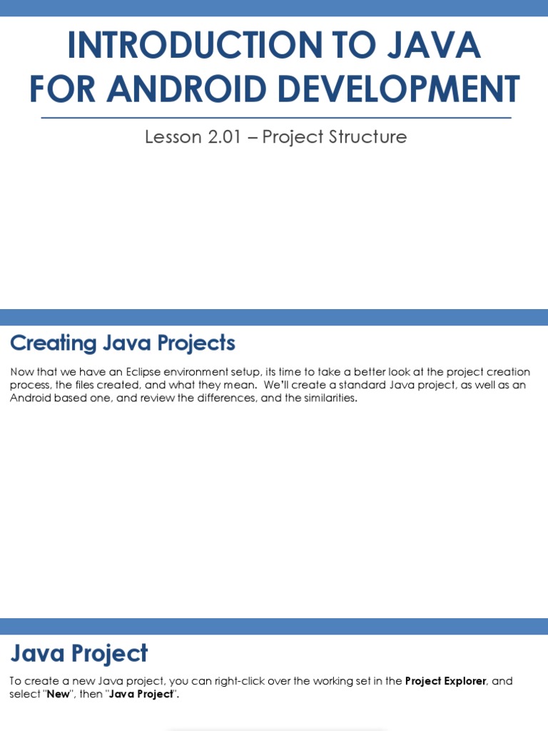 Introduction To Java For Android Development: Lesson 2.01 - Project ...