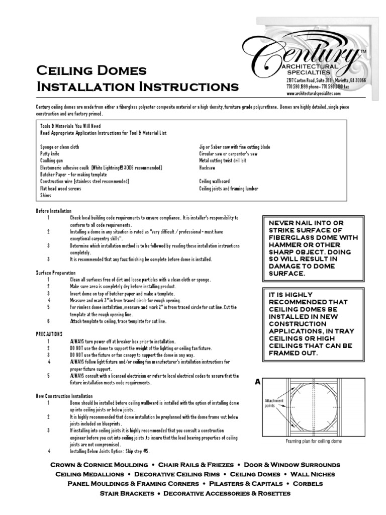 Ceiling Dome Install Drywall Framing Construction