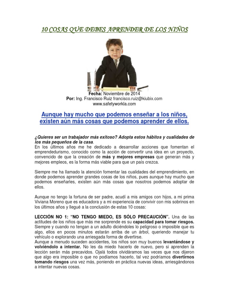 10 Cosas Que Debes Aprender de Los Niños PDF | PDF | Iniciativa ...
