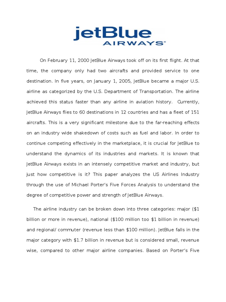 Jetblue Paper PDF Airlines Low Cost Carrier