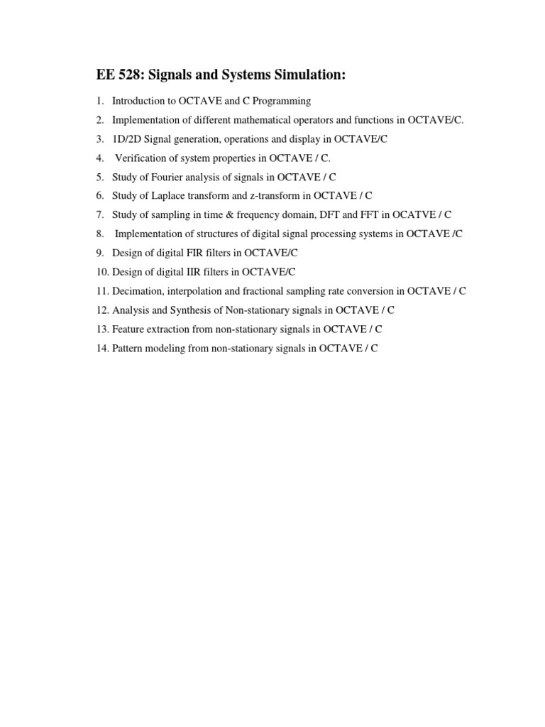 EE 528: Signals and Systems Simulation | PDF | Teaching Methods ...
