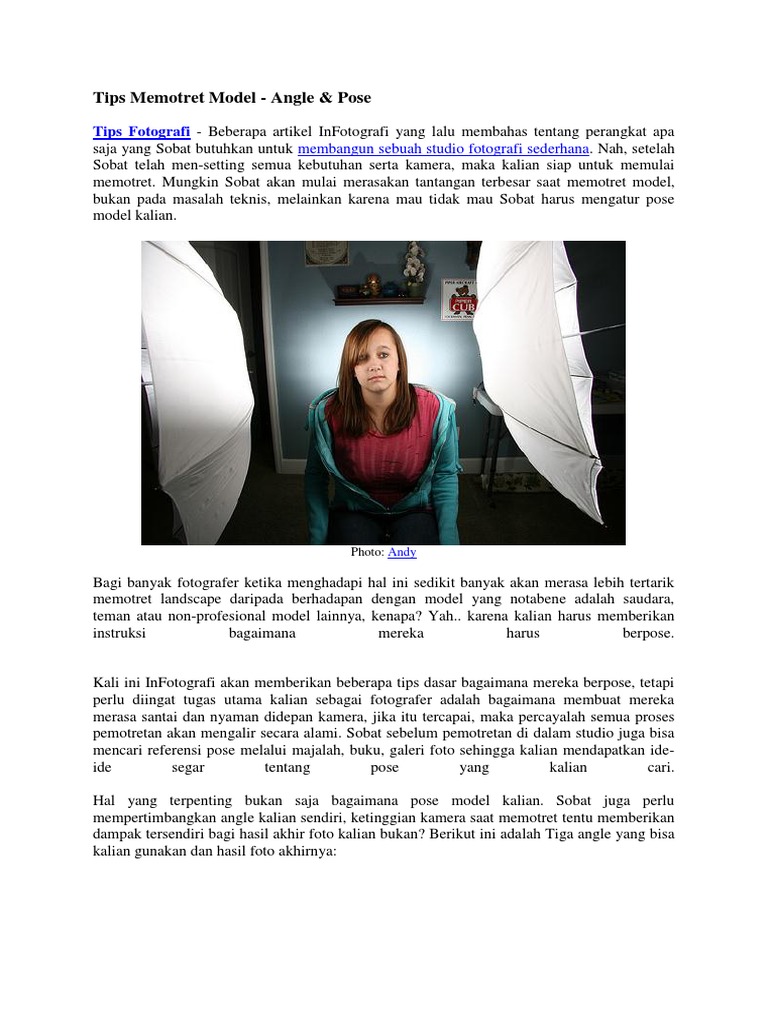 Tips Memotret Model - Angle & Pose | PDF | Pengembangan Diri | Karier ...