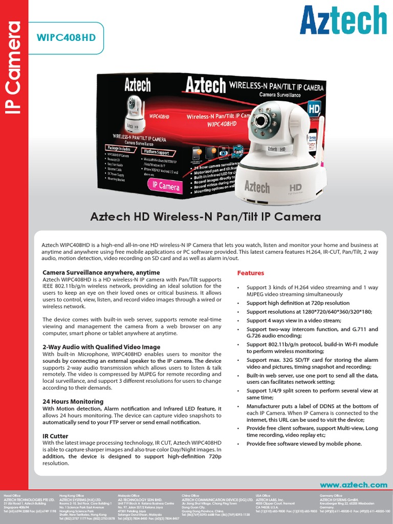 Aztech WIPC408HD DataSheet | Streaming 