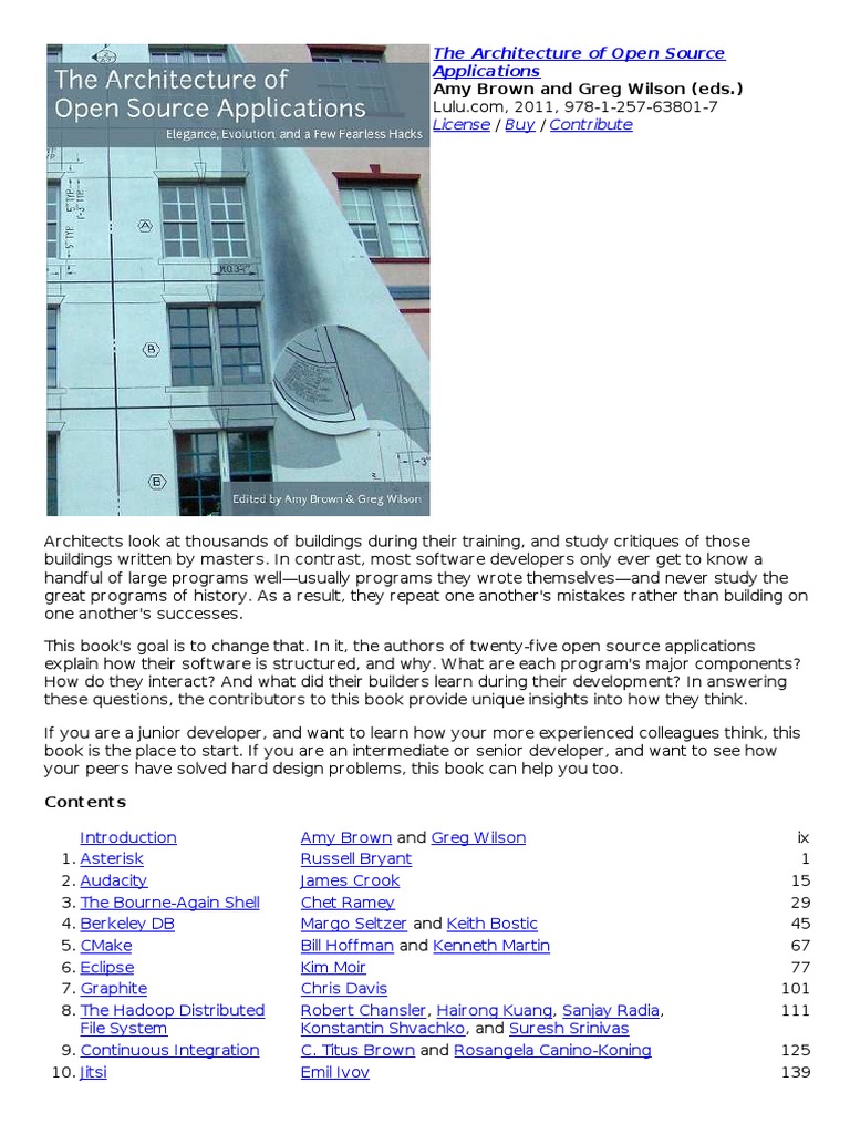 The Architecture of Open Source Applications 1 | PDF | Art | Technology ...