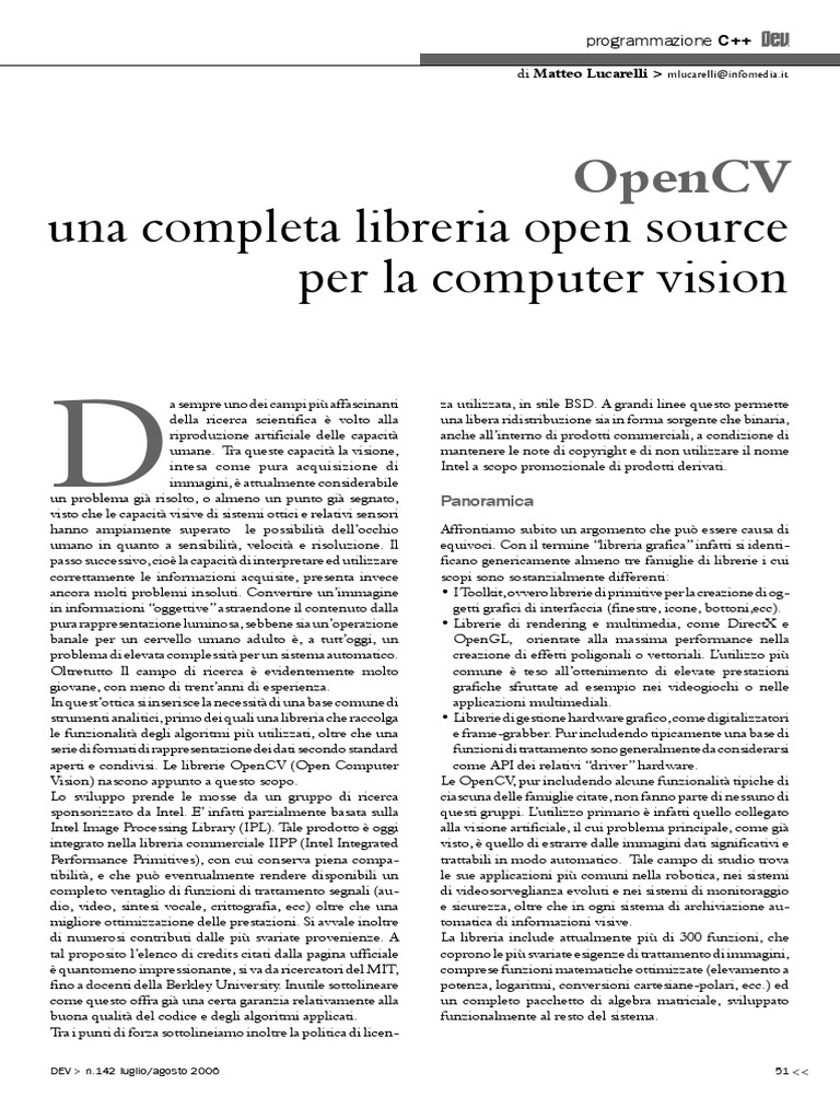 Guida OpenCV | PDF