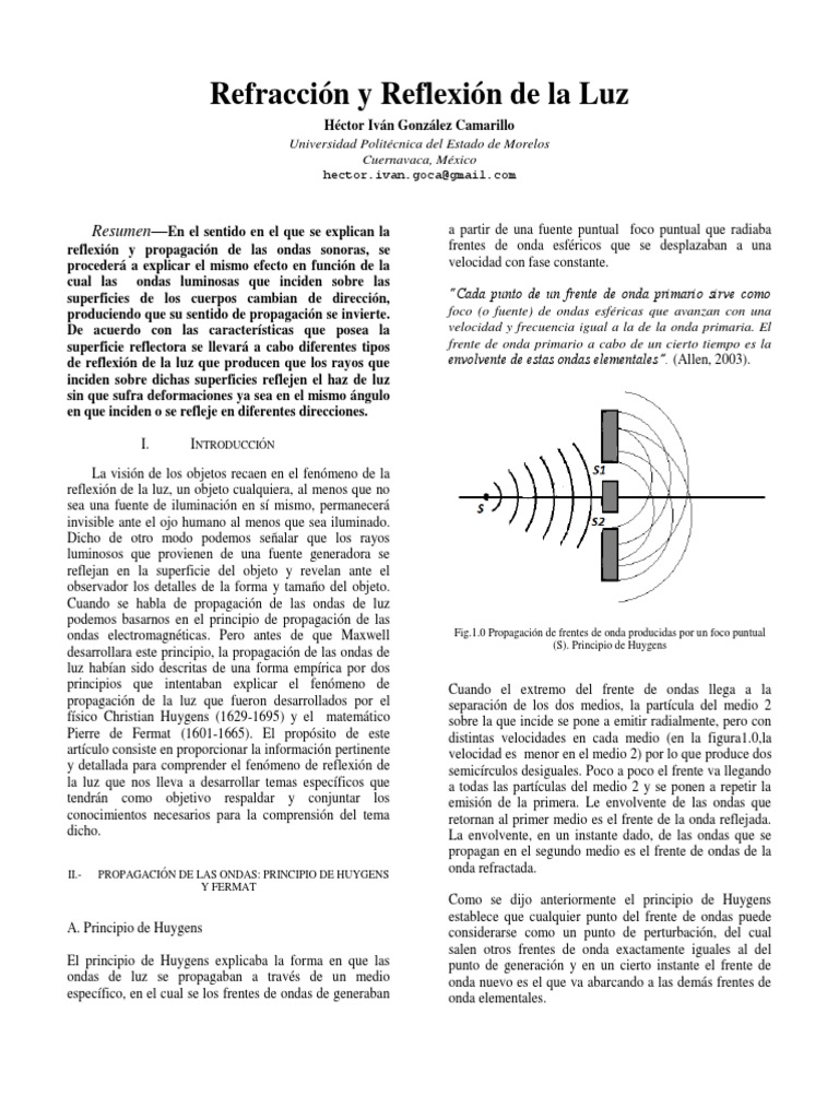 Reflexión y Refracción de La Luz | PDF