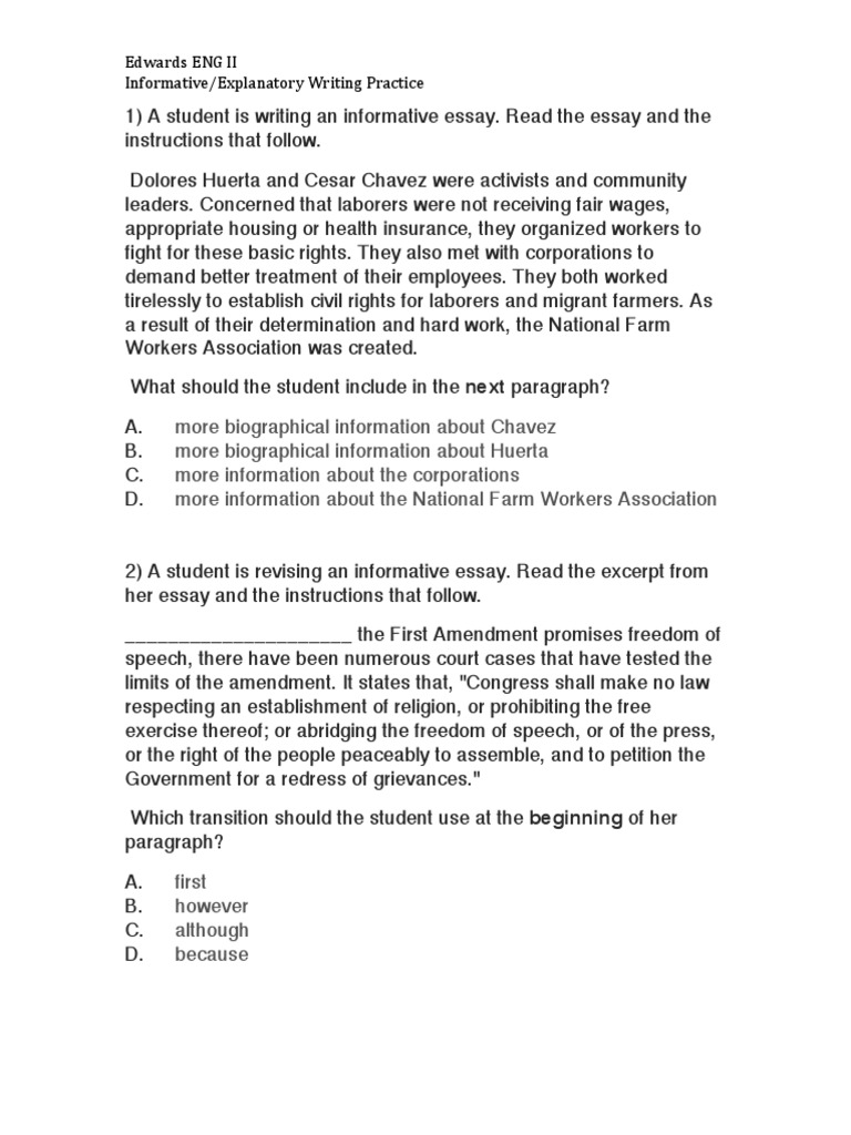 Informative/Explanatory Writing Guide | PDF | First Amendment To The ...