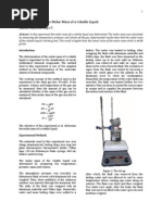 Determination of The Molar Mass of A Volatile Liquid