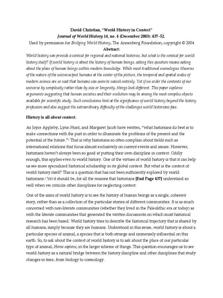 David christian world history in context pdf human universe