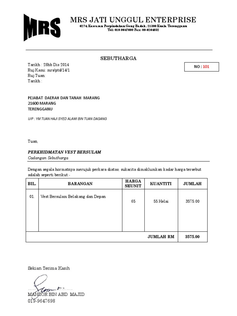Contoh Quotation Vest Mansor PDF | PDF