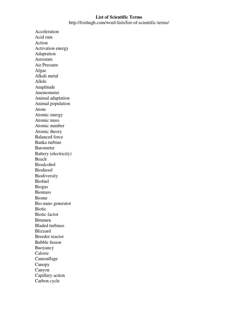Comprehensive List of Scientific Terms | PDF | Petroleum | Fuels