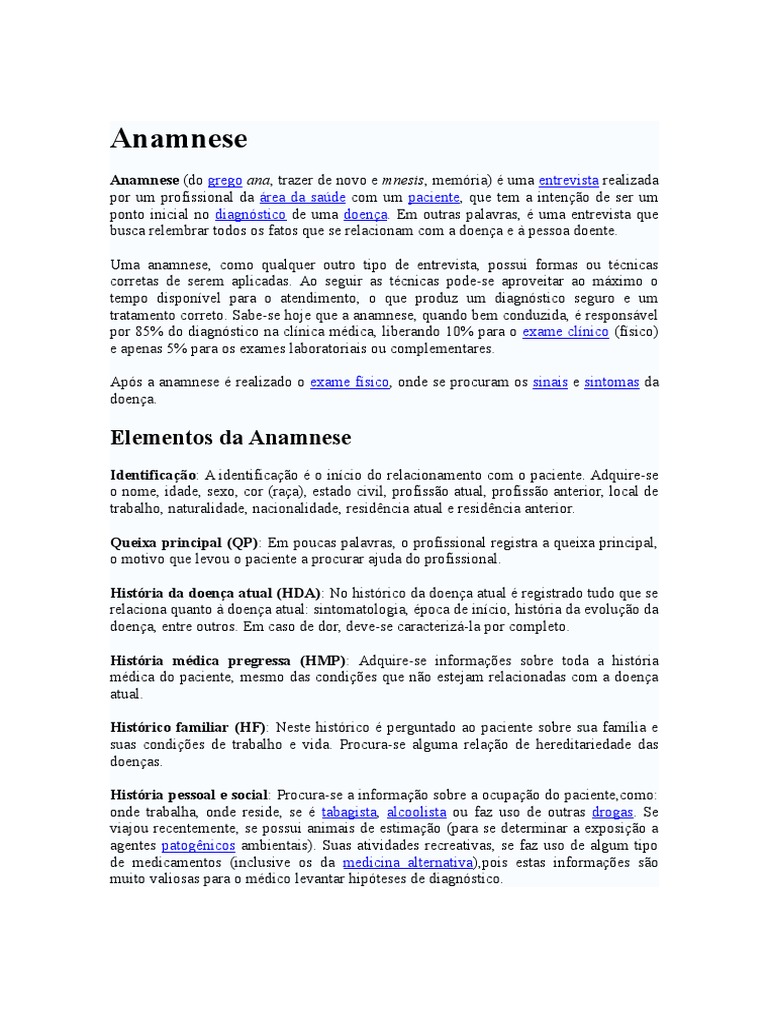 Anamnese, PDF, Remédio