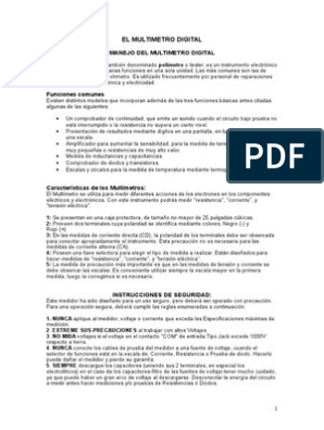 Electromar ORURO - ⚡⚡MULTÍMETRO DIGITAL ⚡⚡ Un multímetro digital (DMM) es  una herramienta de prueba usada para medir dos o más valores eléctricos,  principalmente tensión (voltios), corriente (amperios) y resistencia  (ohmios). Es