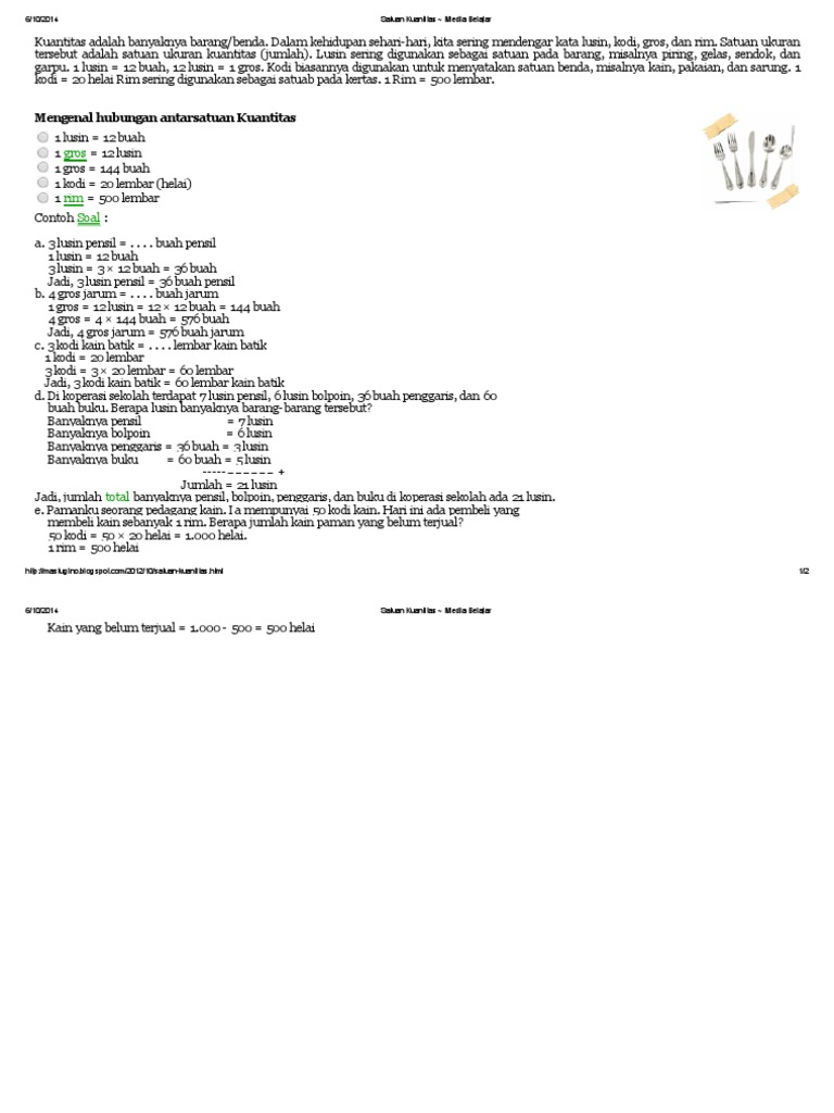 Satuan Kuantitas Media Belajar Pdf