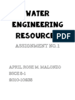 Water Engineering Resources: Assignment No. 1