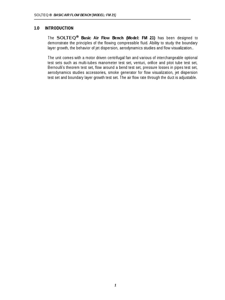 Manual of Basic Air Flow Bench | PDF | Boundary Layer | Laminar Flow