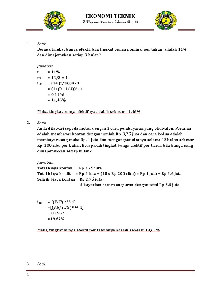 Jawaban Soal Ekonomi Teknik Pdf