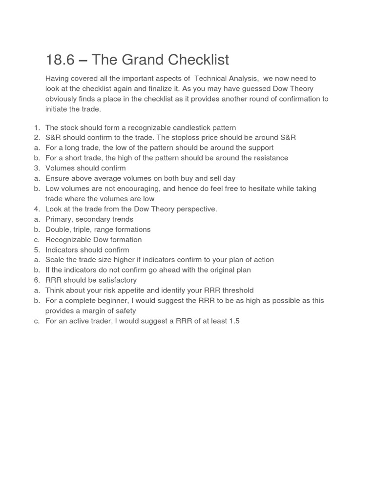 Trading Checklist | PDF