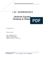 Quadratic Functions Maximum and Minimum