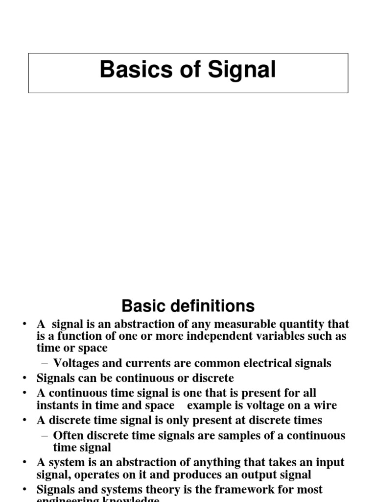 Signal and Systems Fundamentals | PDF | Signal (Electrical Engineering ...