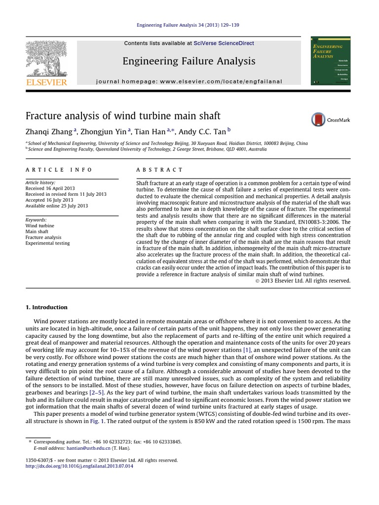 Fracture Analysis of Wind Turbine Main Shaft PDF | PDF | Fatigue ...