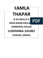 Kamla Thapar: B-34-2841/2-A Moh - Nasib Enclave, Haibowal Kalan