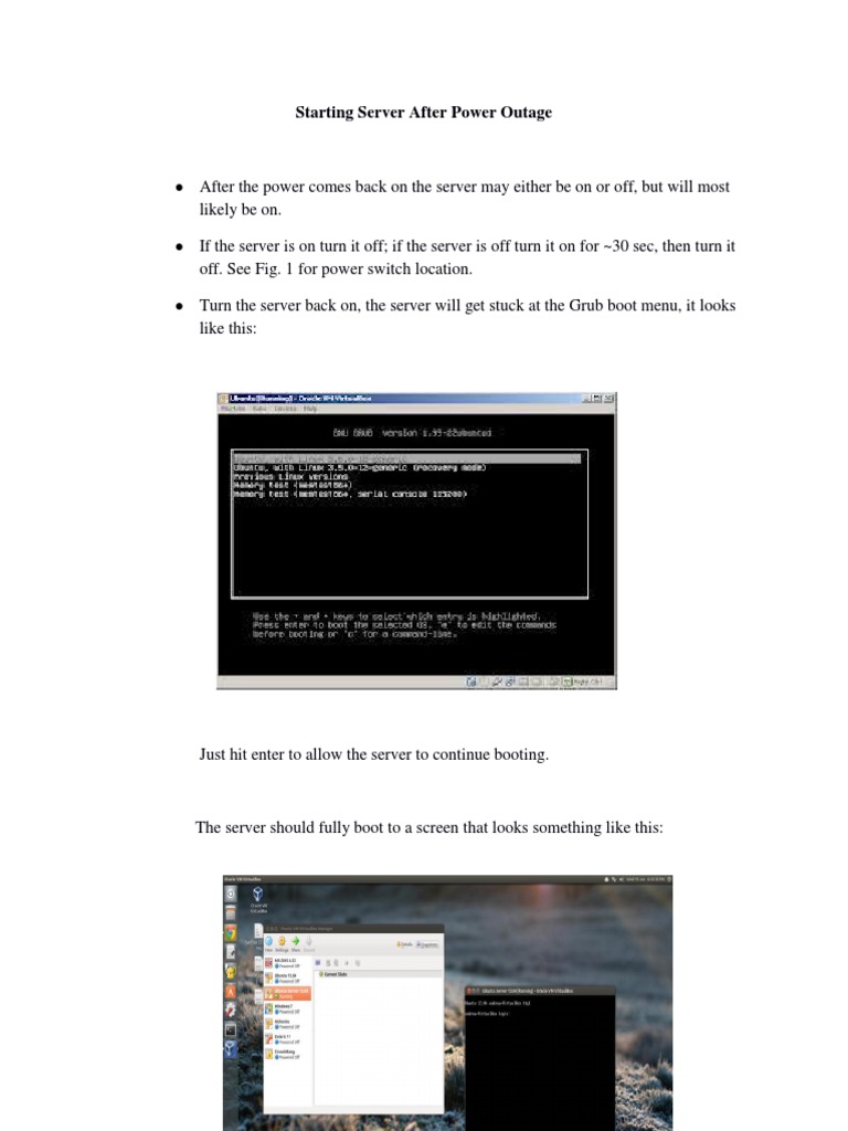 Server Restart Guide Post-Power Outage | PDF