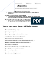 citing sources reference sheet