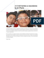 Entregarán 5 Mil Lentes A Escolares de Primaria en Puno