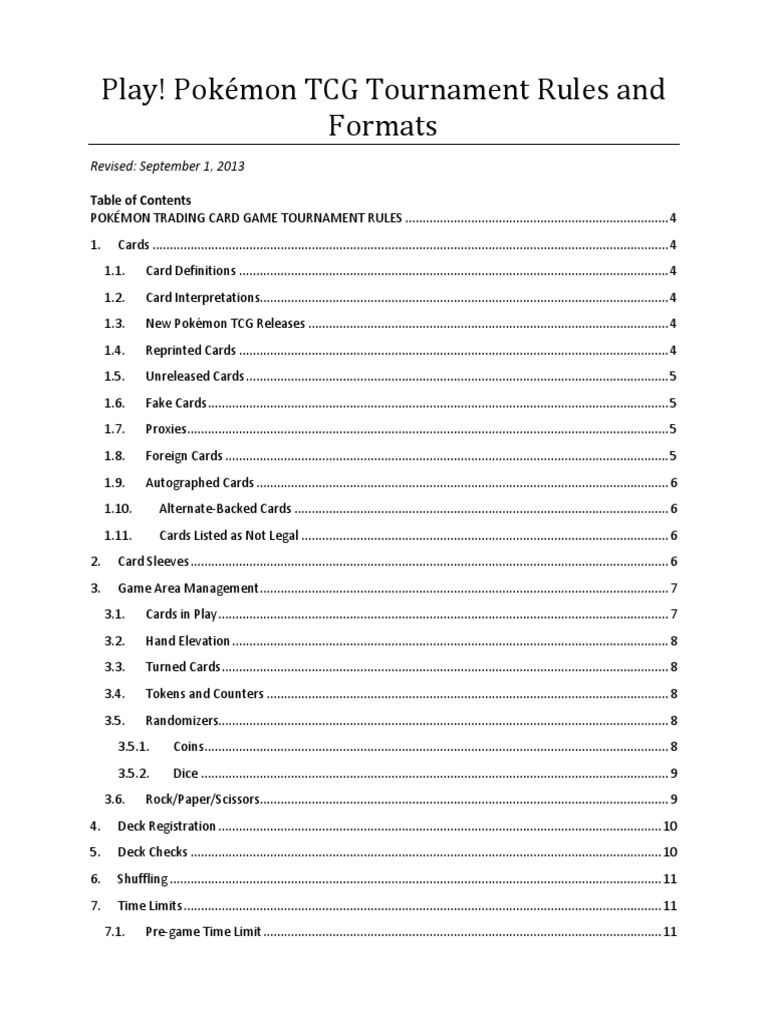 2014 Play! Pokémon TCG Rules and Formats Dice Gaming