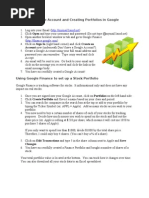 Creating a Google Account and Creating Portfolios in Google Finance