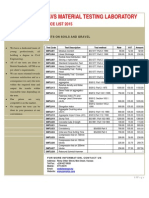 Savs Material Testing Laboratory: Price List 2015