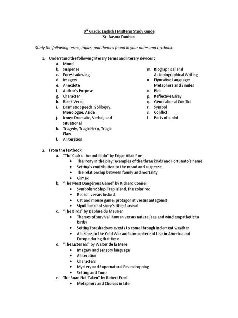 9th Grade Midterm Review Romeo And Juliet Tragedy