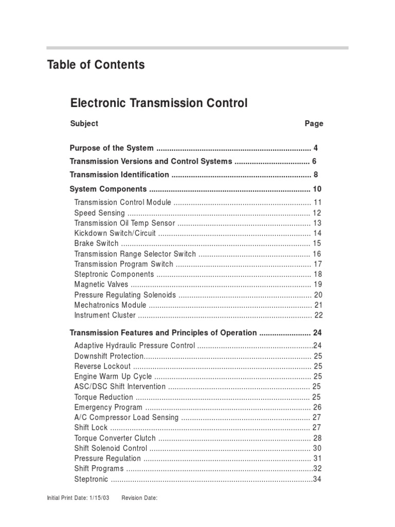 BMW EH (Electro-Hydraulic) Transmissions Controll | PDF | Automatic ...