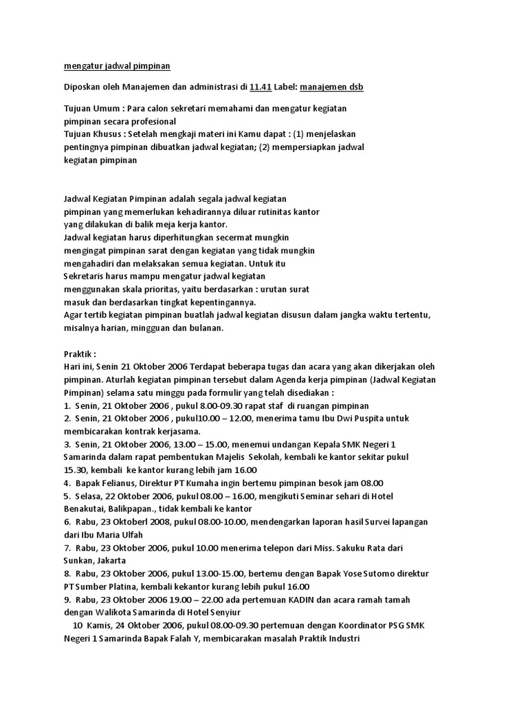 Cara Mengatur Jadwal Pimpinan
