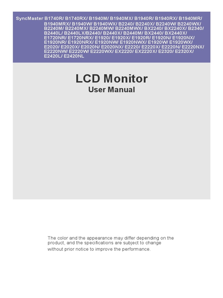 LCD Monitor User Manual | PDF | Display Resolution | Computer Monitor