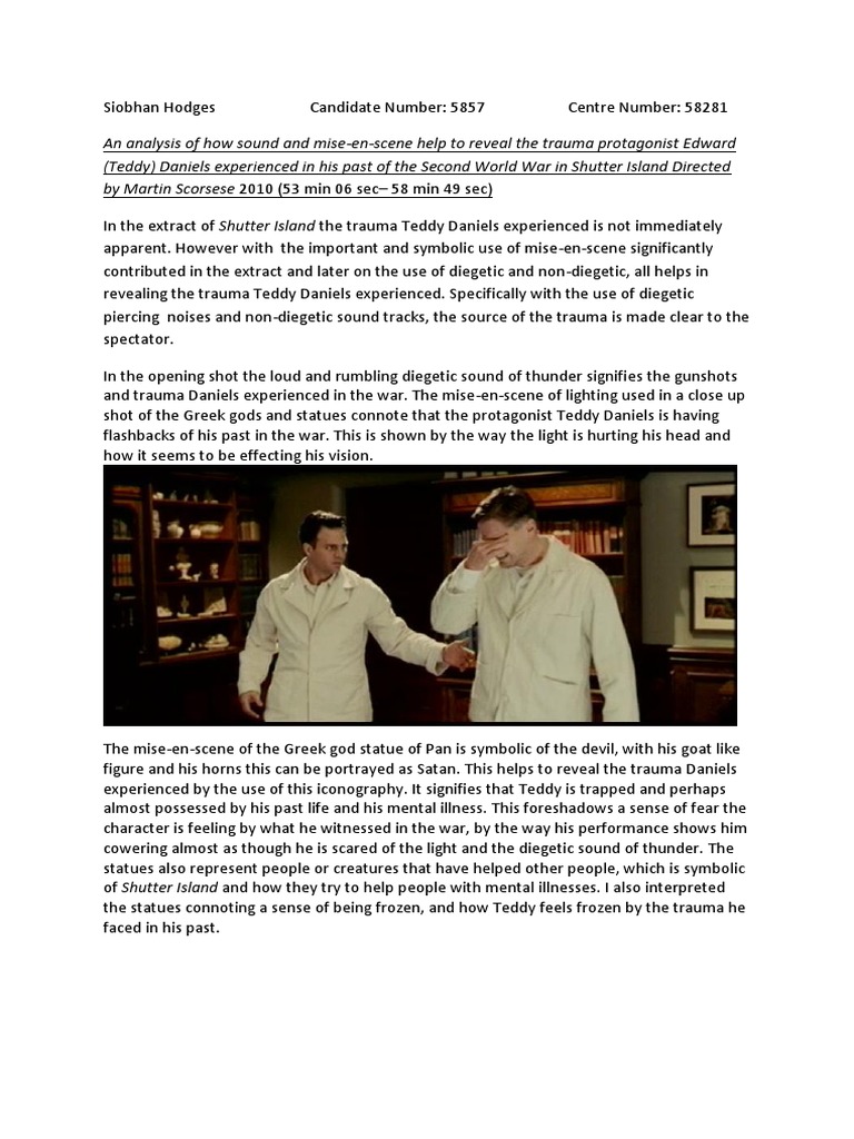 Siobhan Hodges Shutter Island Essay Final PDF Psychological Trauma