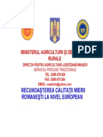 Recunoastere Calitate Miere Romaneasca