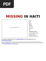 Download Haiti Earthquake Missing Person Form by Haiti Earthquake SN25240197 doc pdf