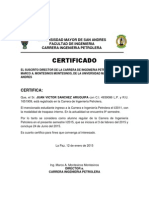 Certificado de estudios Ingeniería Petrolera UMSA 2015