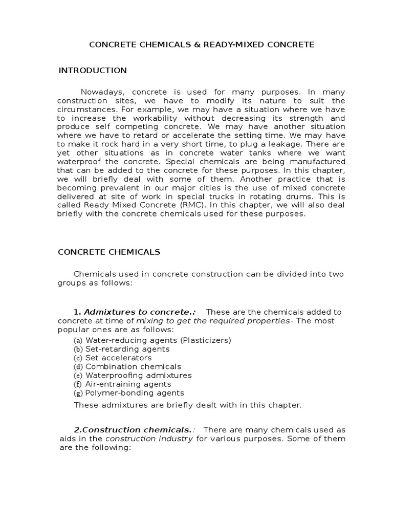 Concrete Chemicals & ReadyMixed Concrete 2.construction Chemicals