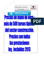 Precio Mano de Obra Construccion 2013 Venezuela