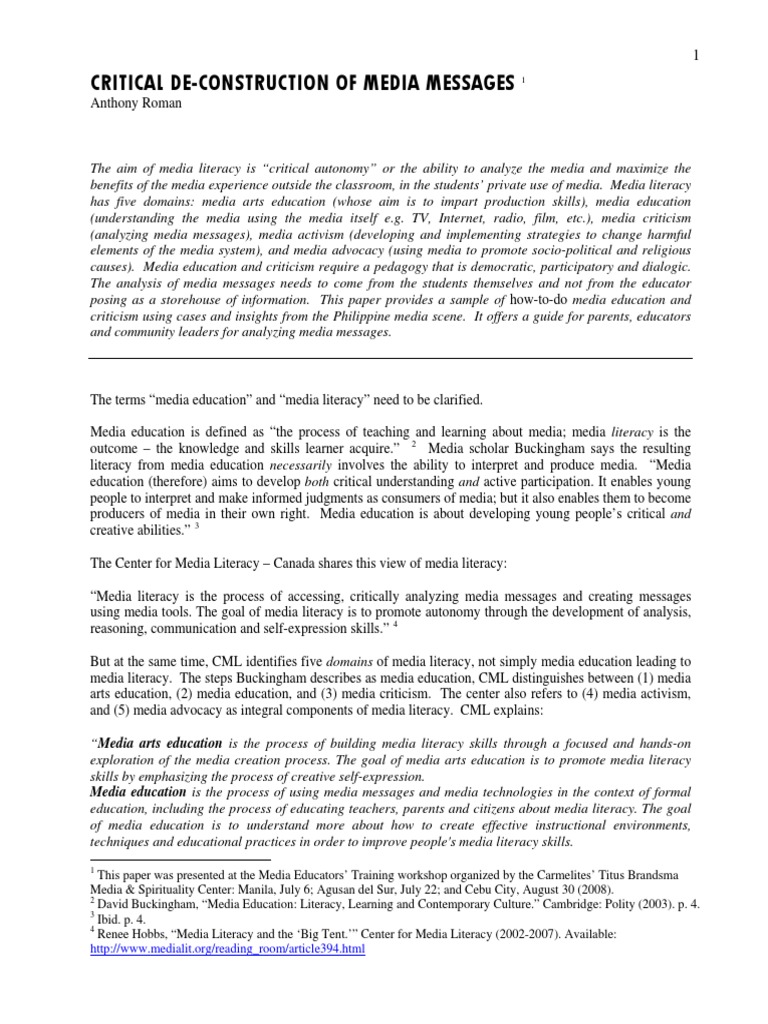 Construction of Media Messages PDF Mass Media Nonverbal Communication