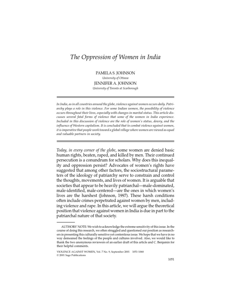 The Oppression of Women in India | PDF | Patriarchy | Marriage