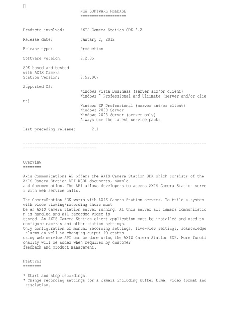 ACS SDK Releasenotes 2 2 | PDF | Microsoft Windows | Streaming Media