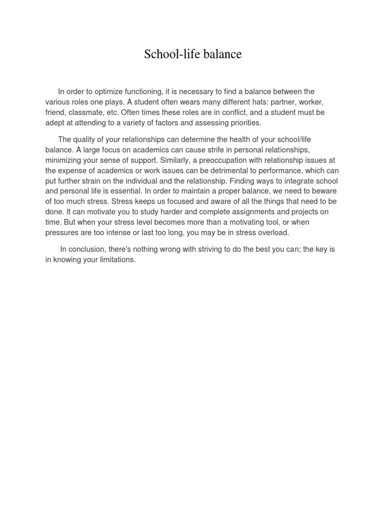 Balancing School and Personal Life | PDF | Career & Growth