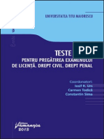 Teste Grila Pentru Pregatirea Examenului de Licenta. Drept Civil PDF