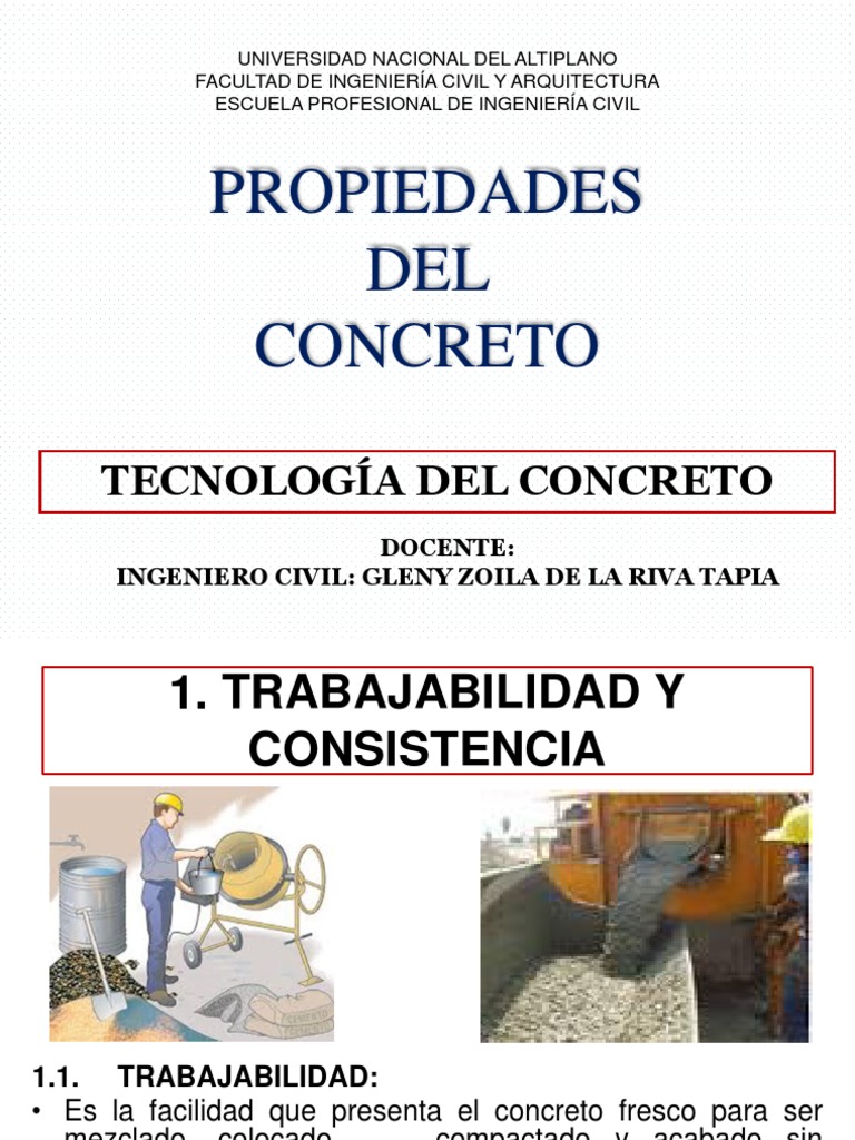 Propiedades Del Concreto Hormigón Cemento