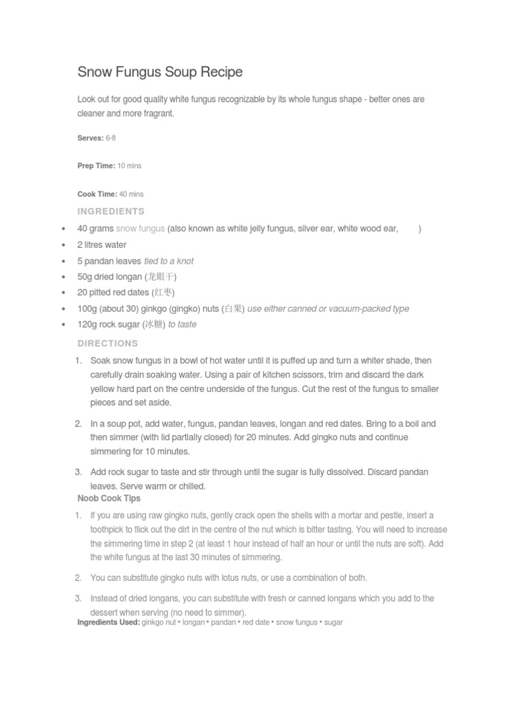 Tong Sui Recipe PDF Dough Tofu